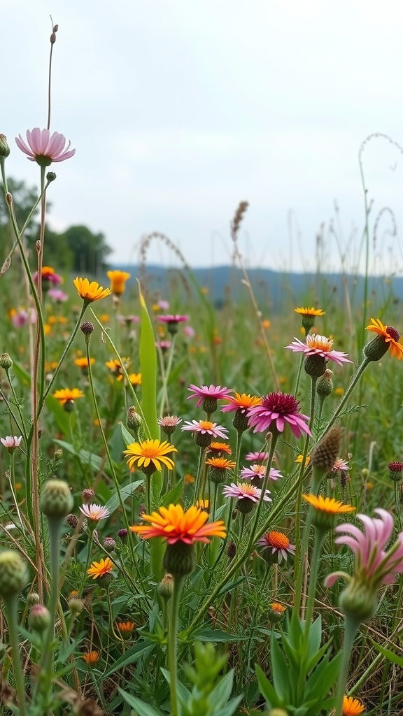 A field of wildflowers in various colors, showcasing nature's beauty and resilience.