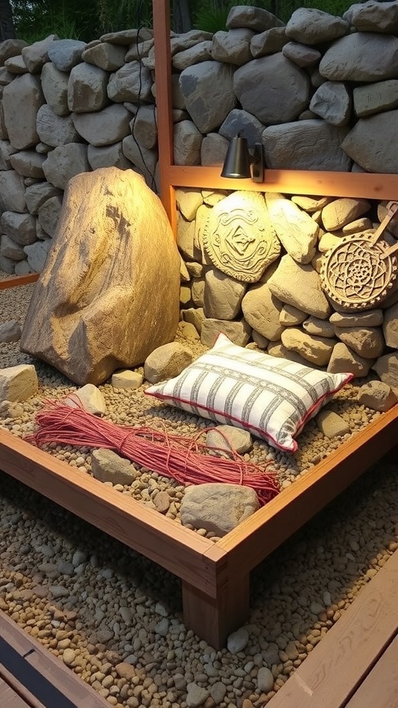 Step-by-step guide to installing rock beds around a house, showing layout planning, material gathering, and rock arrangement.