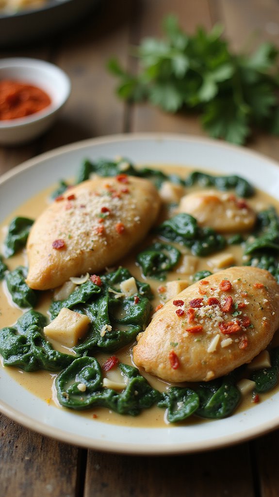 indulgent keto spinach chicken