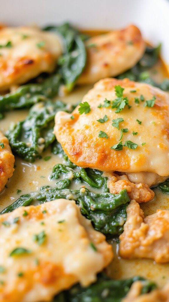 keto chicken spinach bake