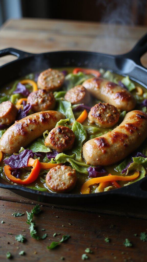 keto sausage cabbage skillet