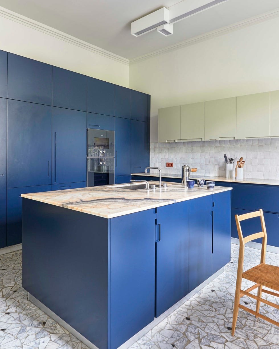 Bold Cobalt Blue Kitchen with Modern Integrated Appliances - best blue kitchens