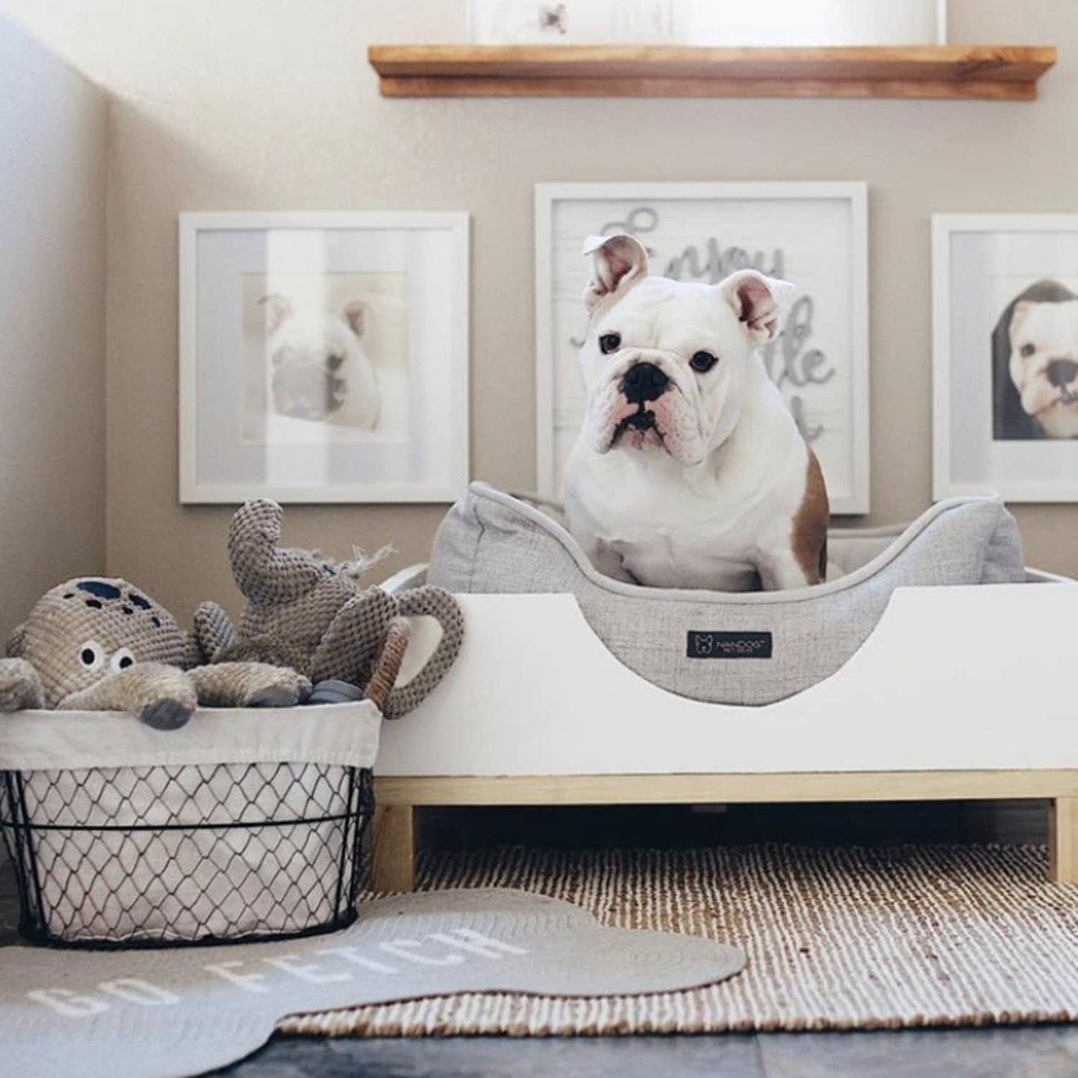 Modern White and Natural Wood Platform Bed - cute dog bed ideas