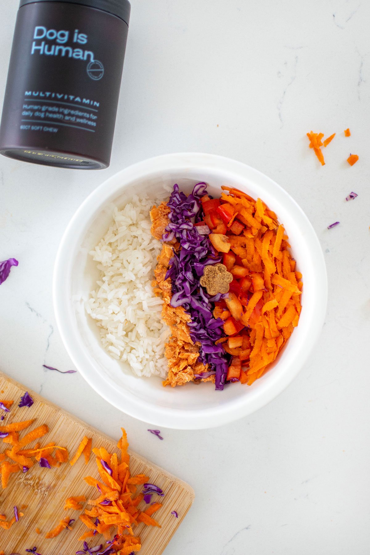 Salmon and Vegetable Bowl - Homemade dog food recipes for senior dogs